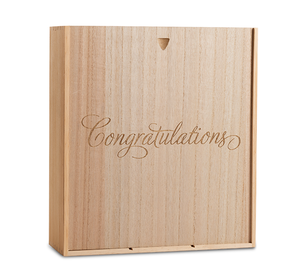 3 Bottle Wooden Box Congratulations