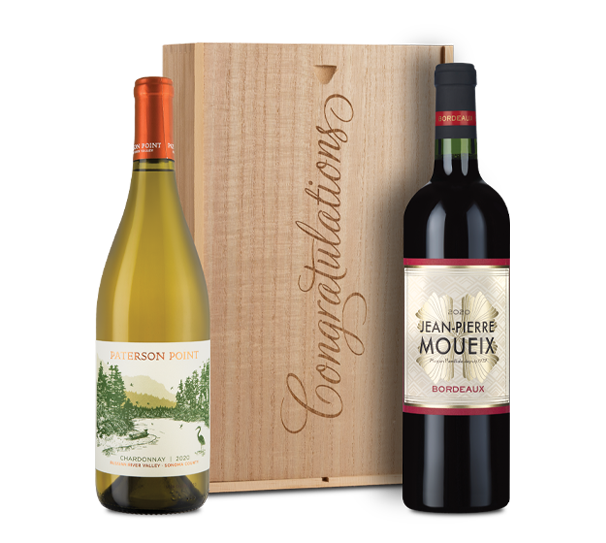 Congratulations Premium Red & White Wine in Wood
